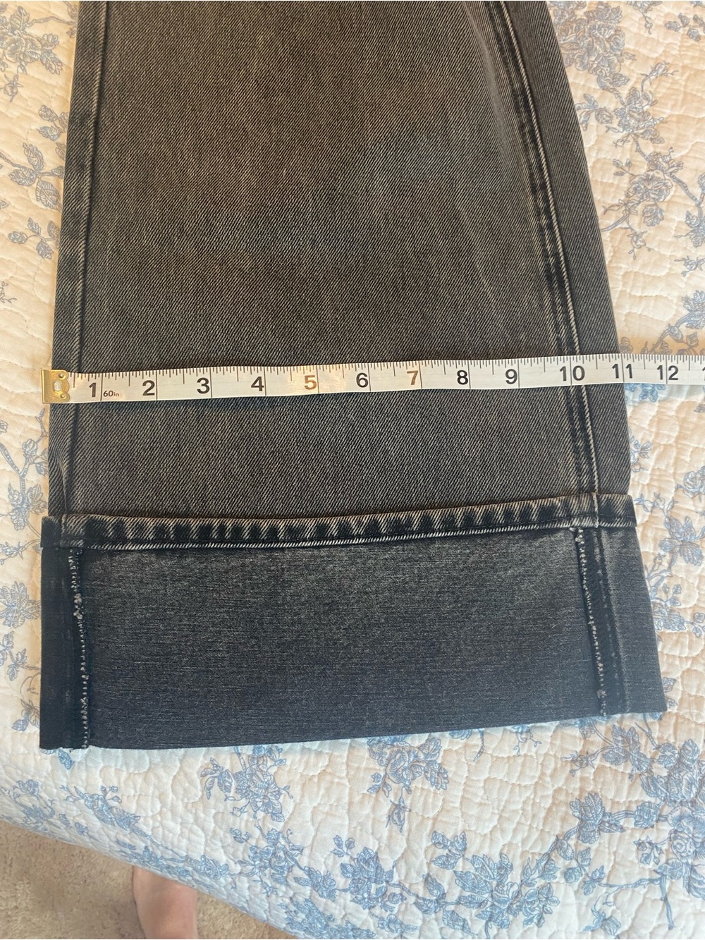 Veronica Beard Taylor High Rise Wide Leg Jeans Stone Washed Onyx Cuffed 27 - Picture 9 of 11